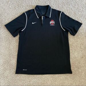 Nike Black Polo with White Piping and Ohio State Logo